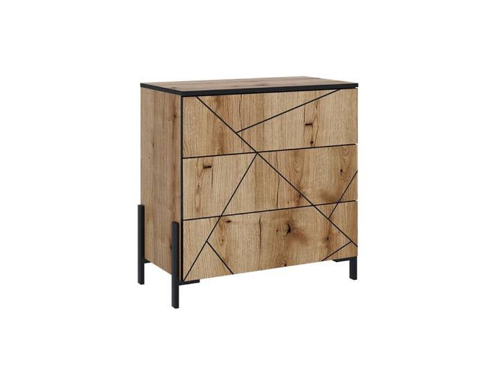 Commode avec tiroirs Hatto 78x76.8cm avec 3 tiroirs Chêne Vicco 56521