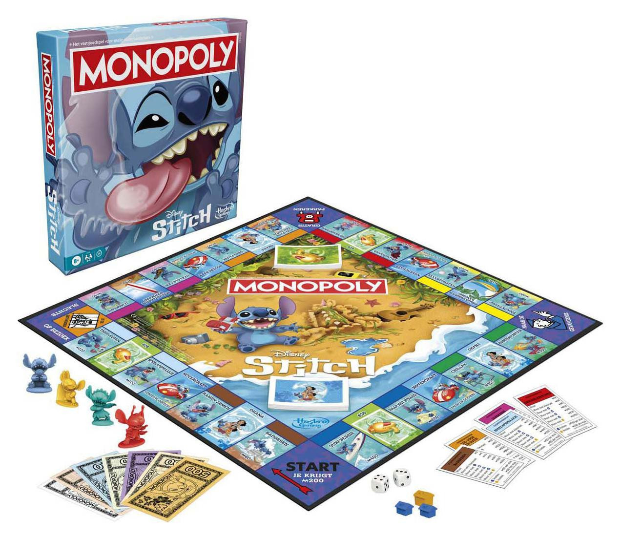 Hasbro Gaming Monopoly Disney Stitch Editie voor 8 spelers