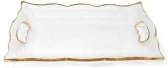 Vivience Rectangular Glass Tray with Handles and Gold Rim (3 Sizes)
