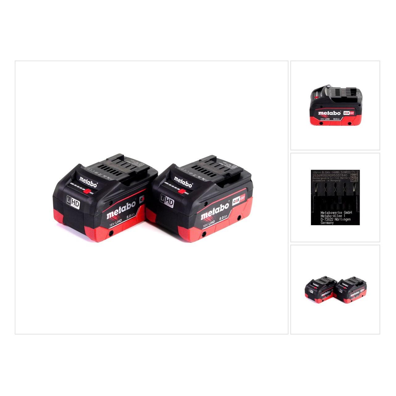 Metabo Akku Basis Set 18V mit 2x Akku LiHD 8,0Ah ( 625592000 ) (18 V) (18948040)