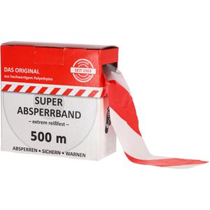 Kelmaplast Warnband Super Absperrband, nicht klebend, rot / weiß schraffiert, 80mm x 500m