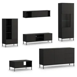 WOHNWAND Queba 2 Schwarz 440/190/60 cm Stilvolles Design Modern