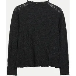 Strukturiertes Shirt Schwarz 38