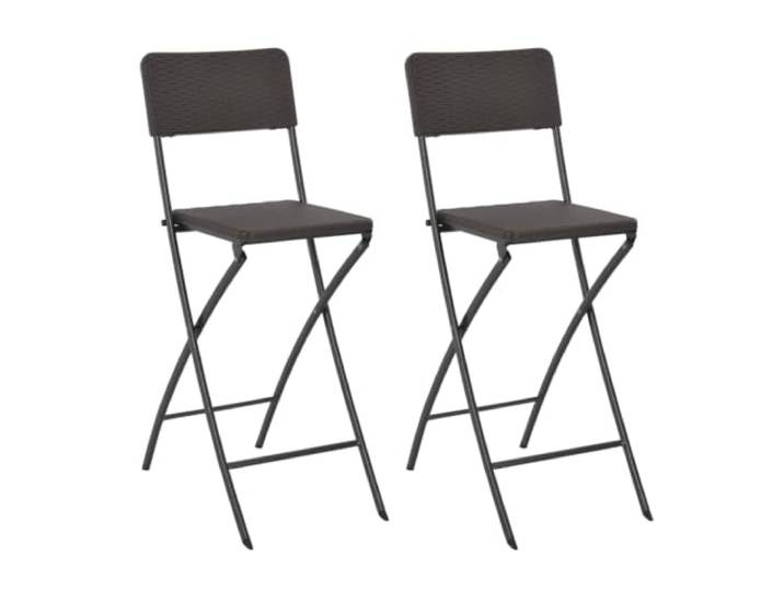GHVBNMF 2er Set Klappbare Barhocker Rattan-Optik Braun für Balkon Wetterfeste Gastrohocker aus HDPE und Stahl für Garten, Terrasse und Balkon. Platzsparend klappbar und sofort einsatzbereit.