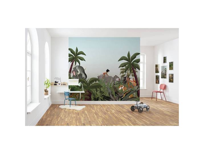 Papier peint intissé Jungle Book 300 x 280cm Vert/Bleu
