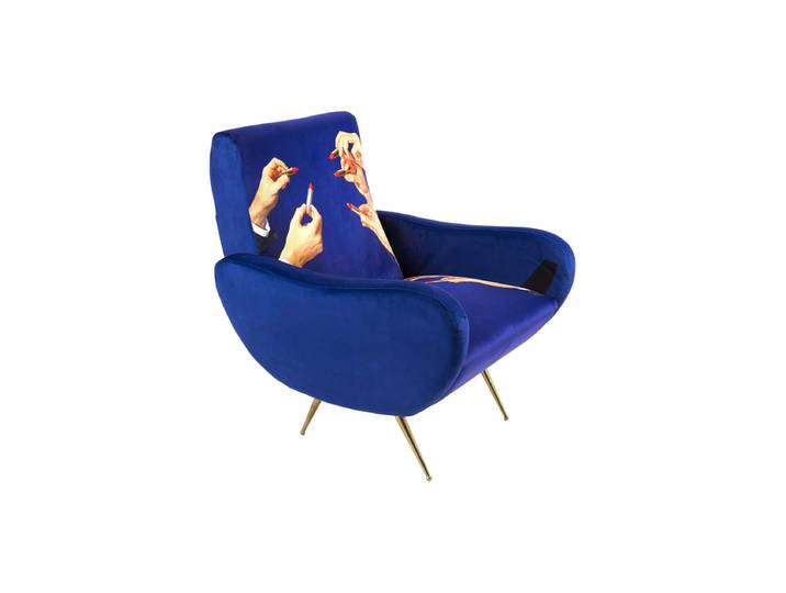 Design Loungesessel „Toiletpaper Lipstick“ Blau Seletti