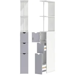 HOMCOM Badezimmerschrank freistehend 2-stöckiges Regal Schubladen schmaler Wäscheschrank 136,8 cm Weiß