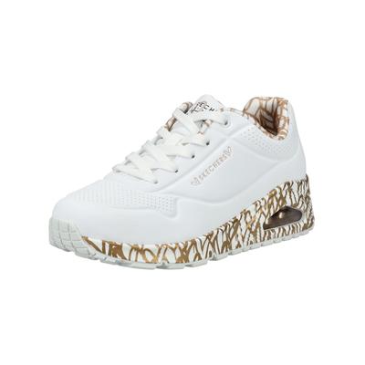 Sneaker SKECHERS "Skechers Sneaker Lederimitat", Damen, Gr. 38, weiß (weiß, gold), Lederimitat, Schuhe Sneaker