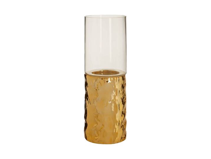 Luxuriöses Windlicht „Pillar“ Gold, Transparent FIFTY FIVE SOUTH