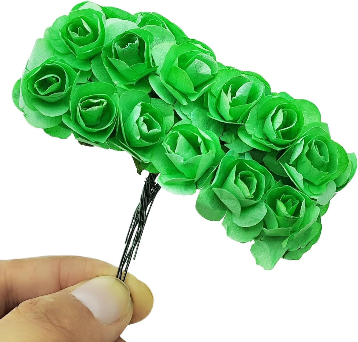 144 stuks Handgemaakte Mini Papieren Rozen - Groen - Decoratie voor Knutselen