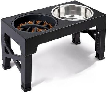 Inspired Finds Adjustable Elevated Dog Feeder With Stainless Steel Food & Water Bowls slow Food Bowls