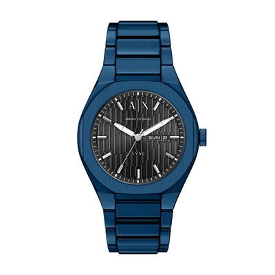 Quarzuhr ARMANI EXCHANGE, blau, Armbanduhren, Herren, Quarzuhr, Armbanduhr, Herrenuhr, Edelstahlarmband, analog, Tag