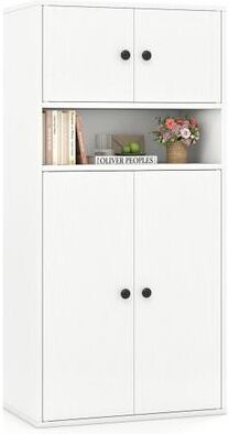 Costway 44 Inches Tall Bookshelf with Doors and Adjustable Shelf-1 Piece