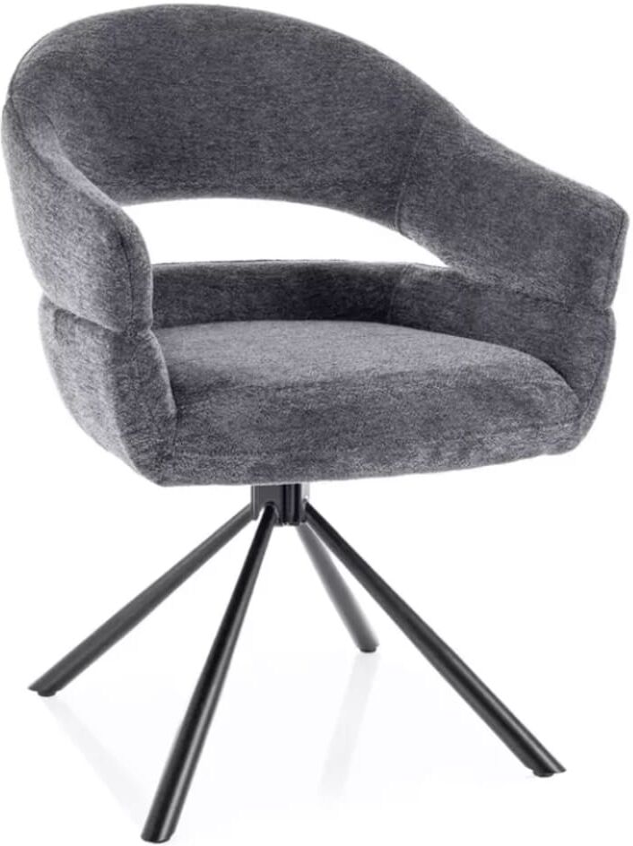 Meubles & Design Chaise pivotante en tissu gris foncé, accoudoirs design 58x45x87cm Gris 58x87x45cm