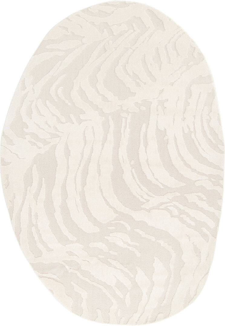Ivy Bronx Oval Abstract Area Rug Cream Oval 200 x 290 cm