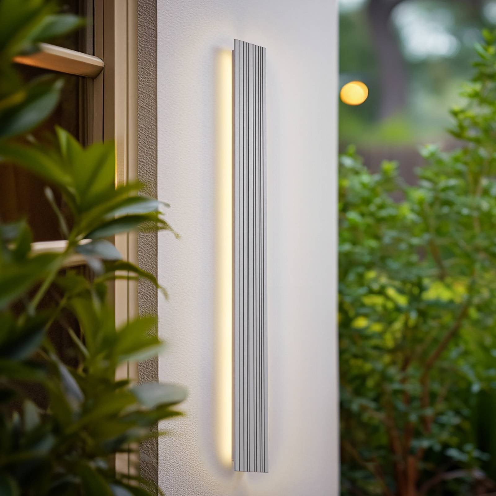 Lucande Melira LED buiten wandlamp grijs, Modern Aluminium