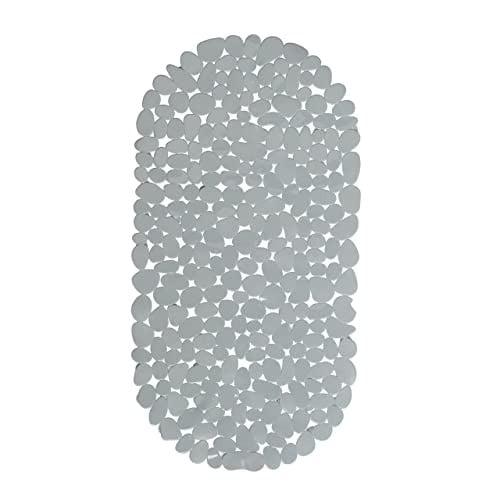 Relaxdays Antislipmat Bad Steen Look met Zuignappen, Grijs, BxD: 66,5 x 34,5 cm