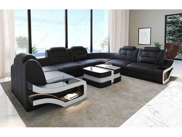 Sofa Elena Eleganz U-Form in Leder