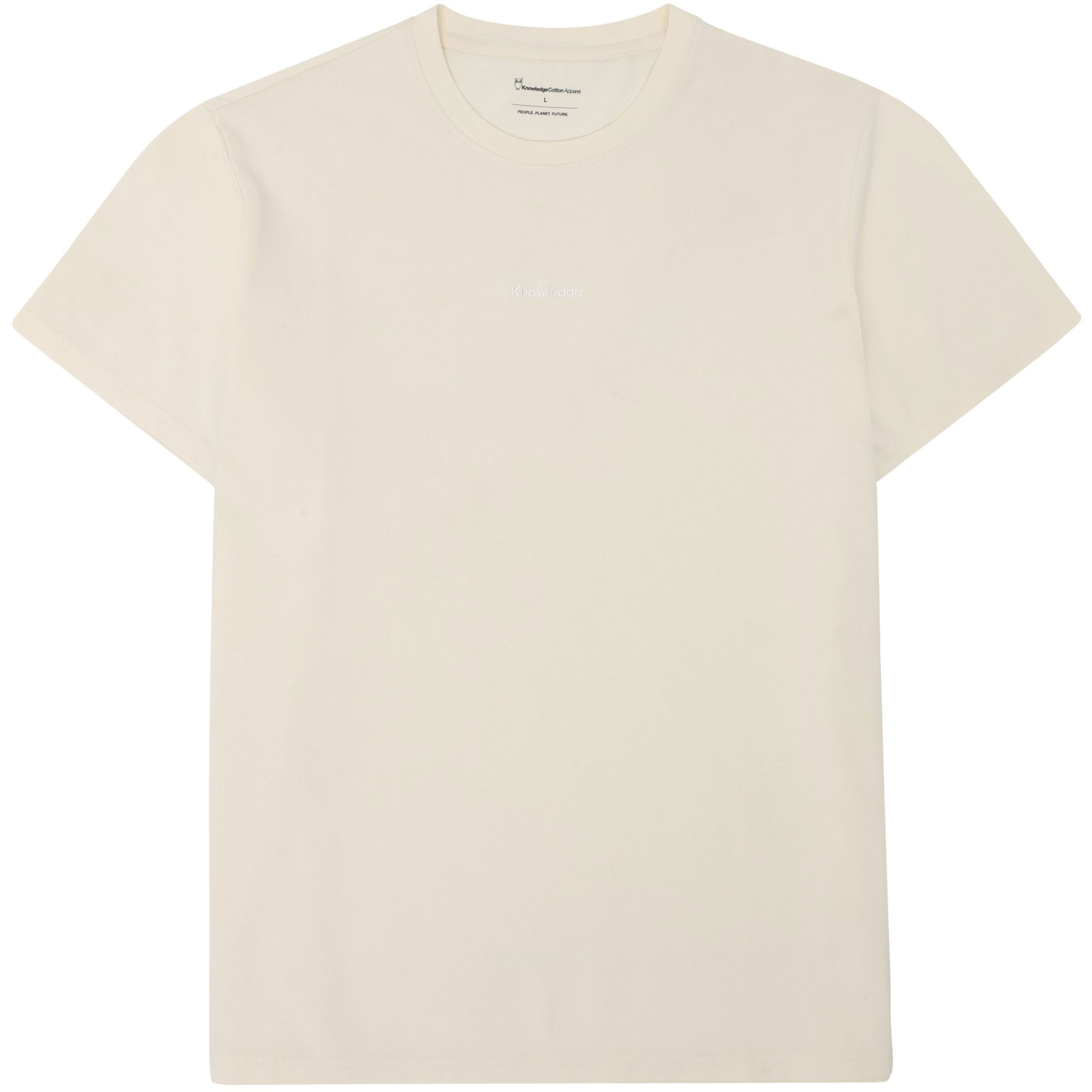 KnowledgeCotton Apparel Chest Embroidery Herren T-Shirts beige Größe S Lifestyle Hautfreundlich