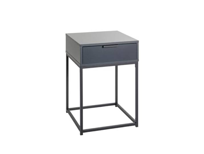 möbelando Konsolentisch >54858< aus Stahlrohr in schwarz pulverbeschichtet, Korpus und Schublade mit Dekor in anthrazit - modernes, Elegantes Design - 40x60x40 cm (B/H/T)
