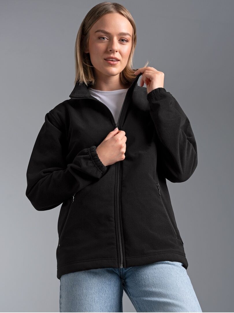 Fleecejacke TRIGEMA "TRIGEMA Fleecejacke", Damen, Gr. L, schwarz, Fleece, 100% Polyester, lang, Jacken Fleecejacke schwarz L