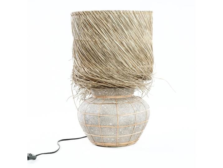 Lampe de table en terre cuite et herbe gris béton 30x30x48 cm