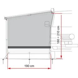 Fiamma Sun View Side Seitenwand für Fiamma F40 van/F43 van Markise mit Auszug 225 cm