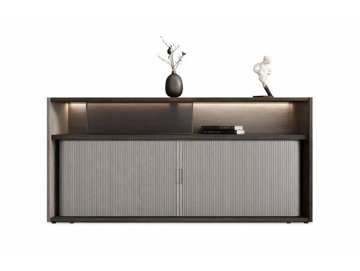 JVmoebel Sideboard Modernes Sideboard mit LED-Beleuchtung und eleganten Holzregalen, Made in Europa