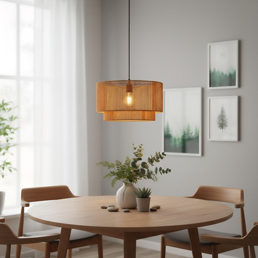Alpinaluz Suspension en papier tressé, E27 Ø45 cm Marron 25x25x45cm