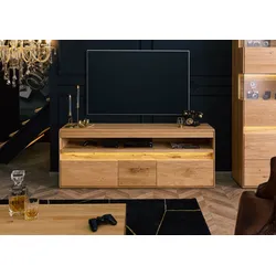 TV-Board Wildeiche inkl. LED 165x43,5x63 natur geölt CARDIFF #140