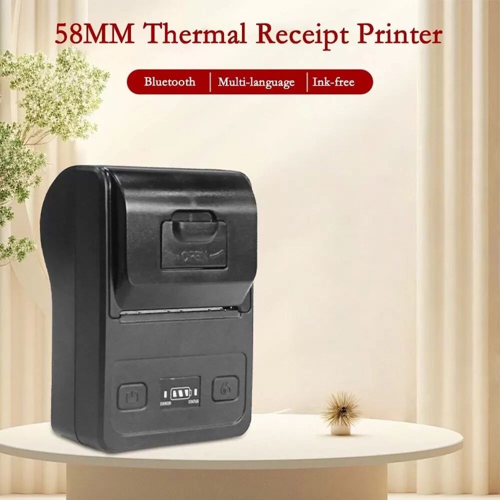 INF Imprimante Thermique de Reçu Bluetooth Portable EU 58mm - Connectivité USB Le noir