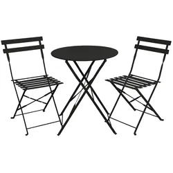 SVITA BERLIN Bistro-Set Metall Sitzgruppe Balkon klappbar Tisch Stühle Schwarz