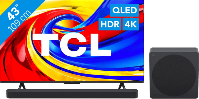 TCL QLED 43 inch P79L (2026) en TCL A65K televisieset