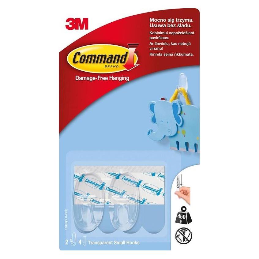 3M Command små gennemsigtige kroge med gennemsigtige strips 170 (7100109457)