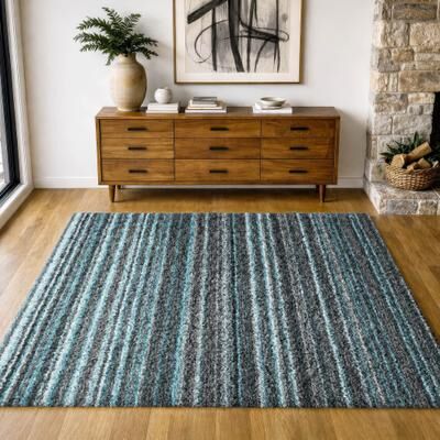Addison Rugs Premium Washable Super Soft Stripe Spencer Dream Shag Rug