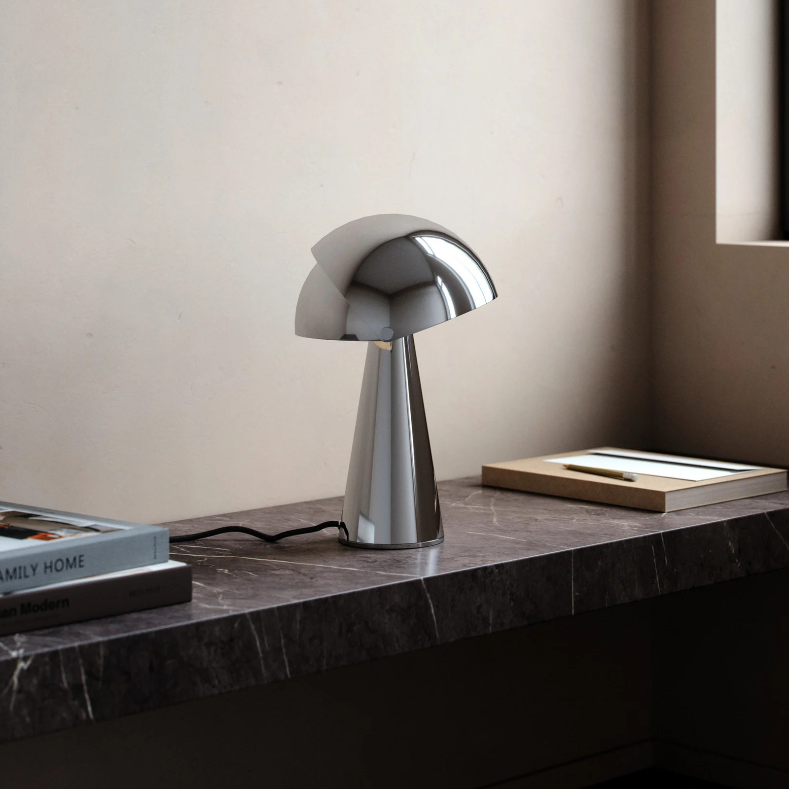 DFTP by Nordlux Align Tafellamp Chrome - Verstelbare Metalen Designerlamp met Lampenkap