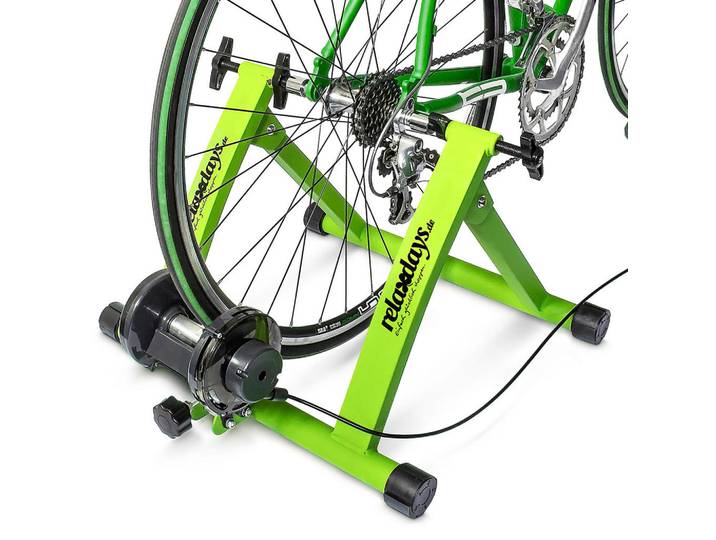 Relaxdays Rollentrainer Grün Stahl klappbar 6 Gänge, Metall, Kunststoff, 55x48x38 cm, Freizeit & Co, Sport & Fitness, Fahrräder, Fahrradzubehör
