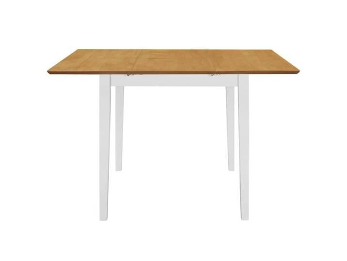 Table à dîner extensible Blanc - VINGVO - FAS - Bois massif - Campagne - Rectangulaire