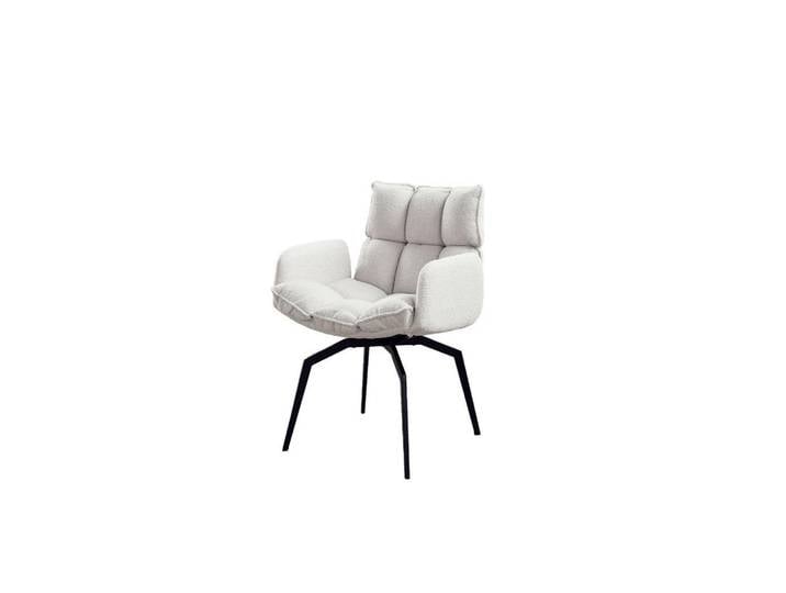 Kawola Esszimmerstuhl Baro Weiß Webstoff Drehbar (360°) (1er-Set), Textil, 59x86x65 cm, Esszimmer, Stuhl, Armlehnstühle