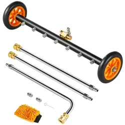 VEVOR 590 mm Hochdruckreiniger-Unterbodenreiniger, Edelstahl-Oberflächenreiniger, max. 4000 PSI, Winkeleinstellungsgetriebe, 7 Sprühdüsen, 2 verlängerte Stäbe für Auffahrt, Terrasse, Deck