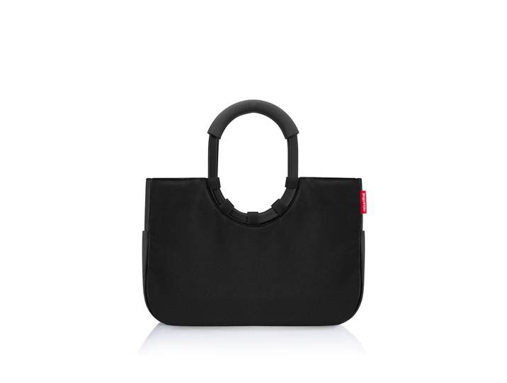 Einkaufsshopper REISENTHEL loopshopper M , schwarz (schwarz, schwarz), B:40cm H:26cm T:20cm, Polyester, Einkaufskörbe, Einkaufsshopper, Herausnehmbare Innentasche, Standfüße, Innentasche Reißverschluss