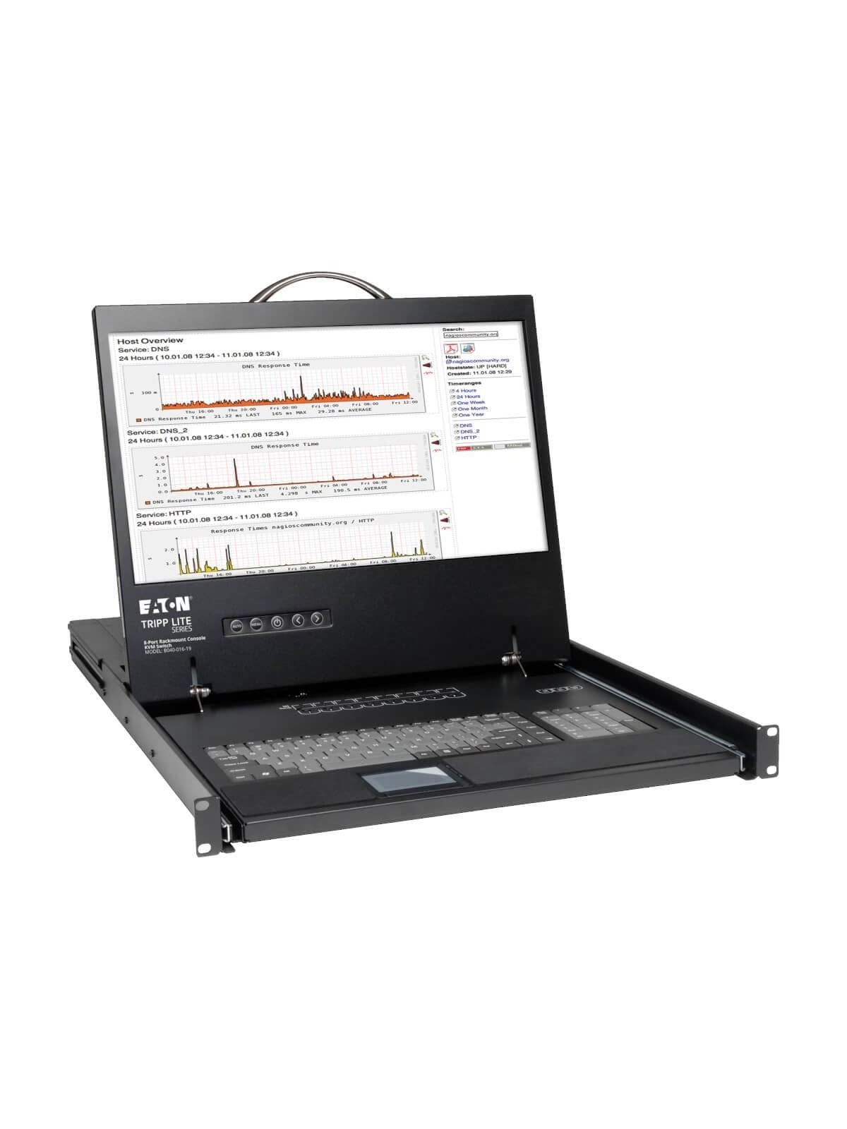 Tripp Lite Eaton Series 8-Port Rack Console VGA KVM Switch w/ 19" LCD 1U TAA
