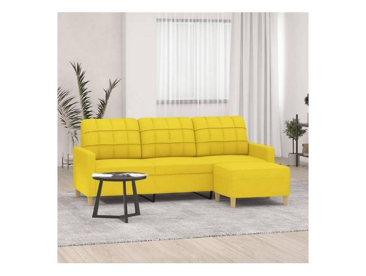 LuxusKollektion 3-Sitzer Sofa 3 Sitzer Hocker 3-Sitzer mit Hocker-180 cm Hellgelb