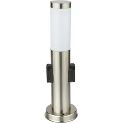 7 Watt LED Edelstahl Stand Leuchte Garten IP44 2x Steckdosen Stromverteilung