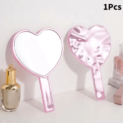 Inspire Curations Love Heart Handheld Makeup Mirror pink