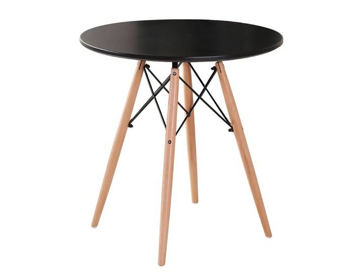 Table en fil métallique d'appoint - JEOBEST - ronde - Noir - 70*70 CM