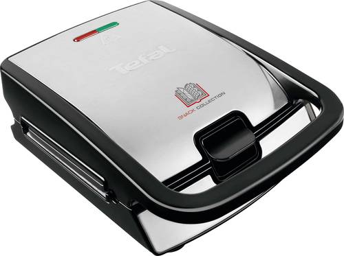 Tefal SW 854 D Snack Collection Waffeleisen Antihaftbeschichtung, Automatische Temperaturanpassung Schwarz, Edelstahl (gebürstet)