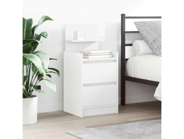 HEFZGDB Nachttisch mit 2 Schubladen Weiß 38x34x80 cm, Stauraum für Schlafzimmer, Holzwerkstoff Nachttisch mit robuster Platte, pflegeleicht und langlebig für Zimmereinrichtung