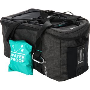 Basil Gepäckträgertasche Discovery 365D MIK2.0, schwarz, 9 Liter, Schultertasche, mit Regenschutz, reflektierend