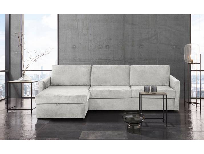 Schlafsofa OTTO HOME GOLDPOINT Ecksofa 264 cm, Liegefläche (140/200cm), L-Form , silber, B:264cm H:85cm T:157cm, Stuktur weich (100% Polyester);Luxus-Microfaser (100% Polyester), Sofas, Schlafsofa, Bettfunktion, Bonell-Federkernmatratze und Dauerschläfer-Funktion